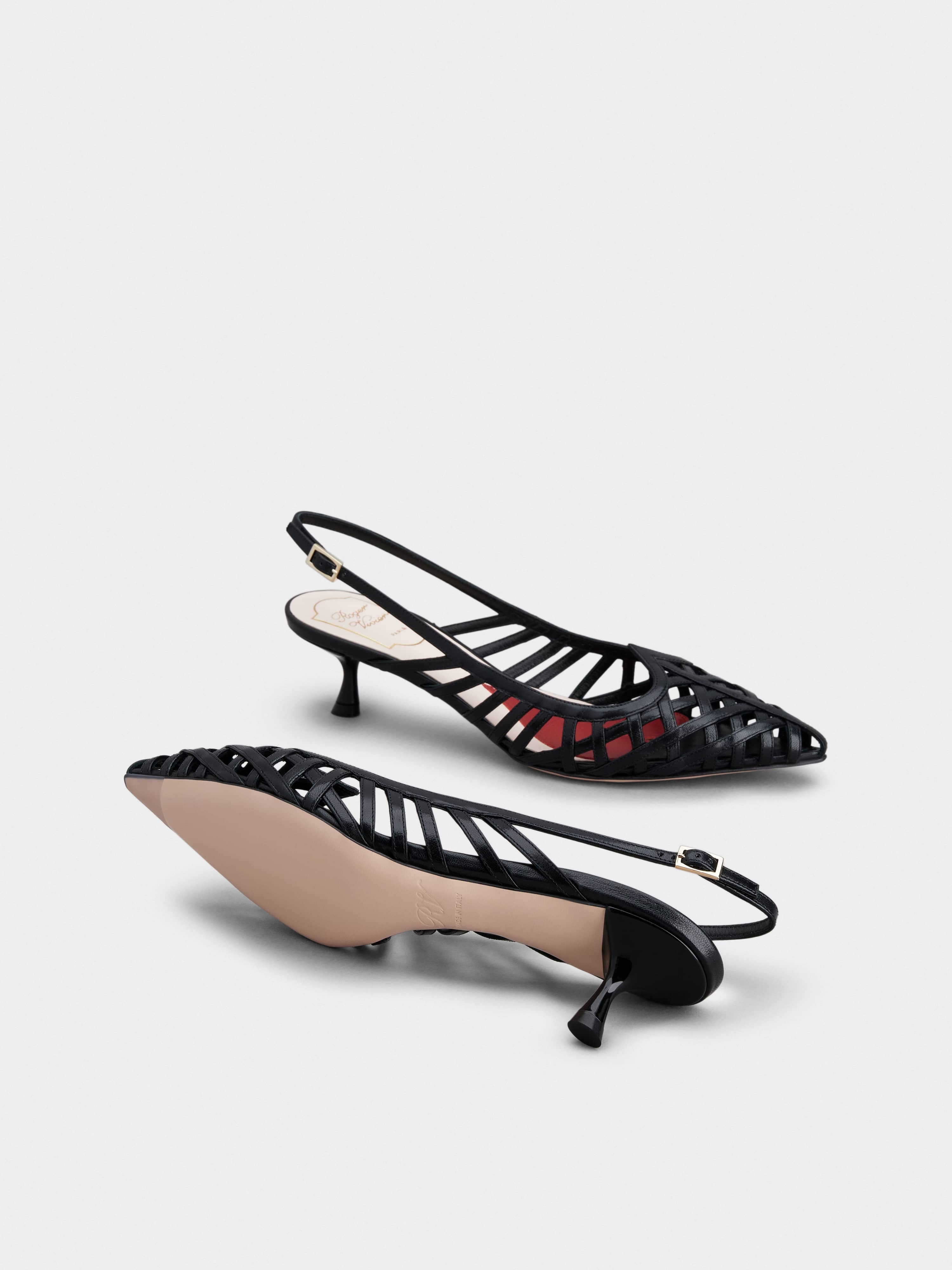 I Love Vivier Multistrap Slingback Pumps in Leather - 6