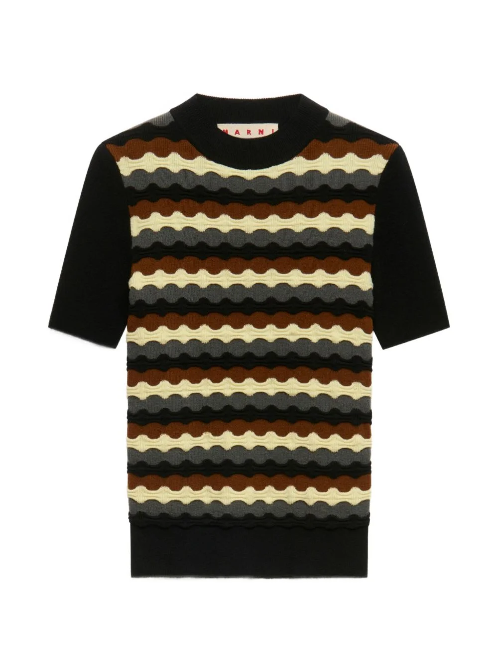 black wool jumper with 3D wave - 1