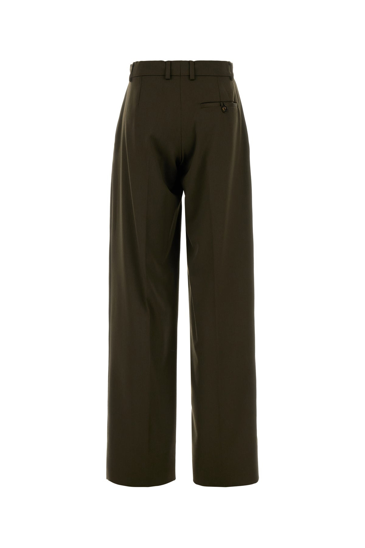 Bottle green wool wide-leg pant - 2