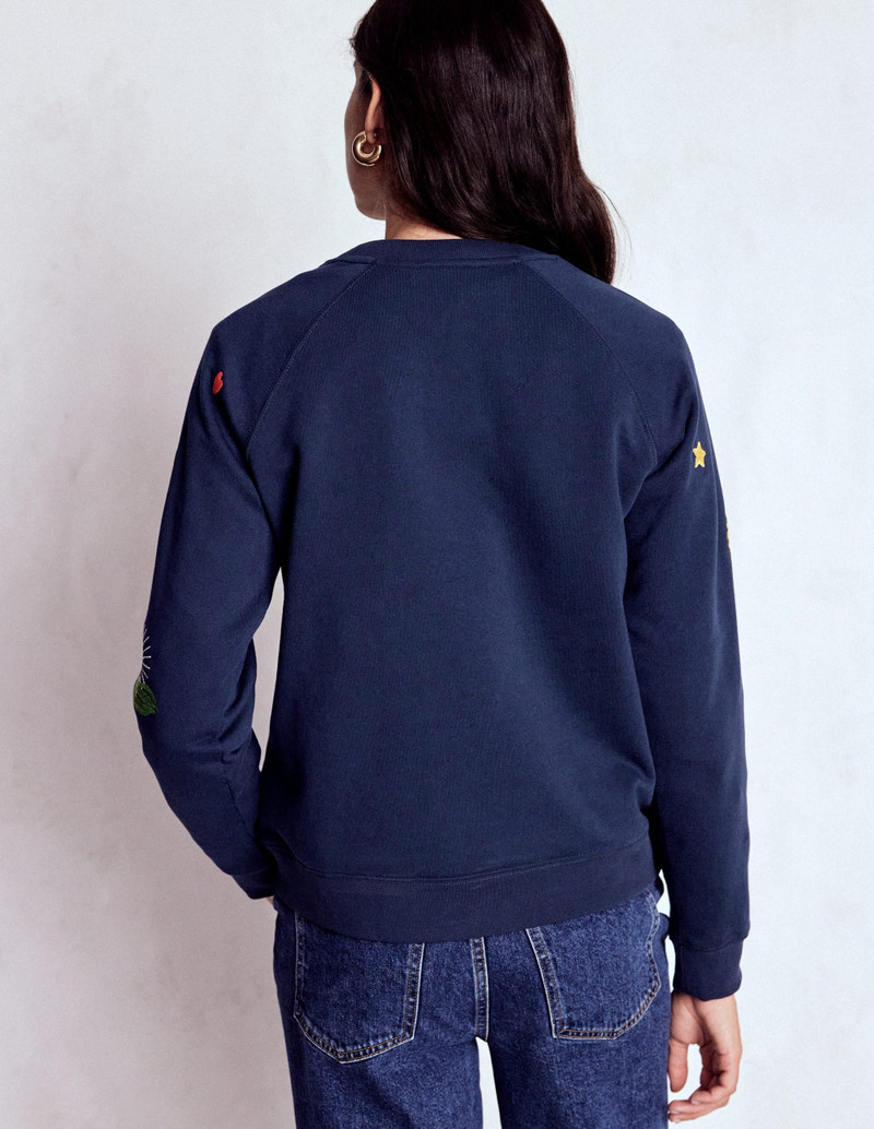Rosa Embroidered Sweatshirt-Navy, Multi Embroidery 4