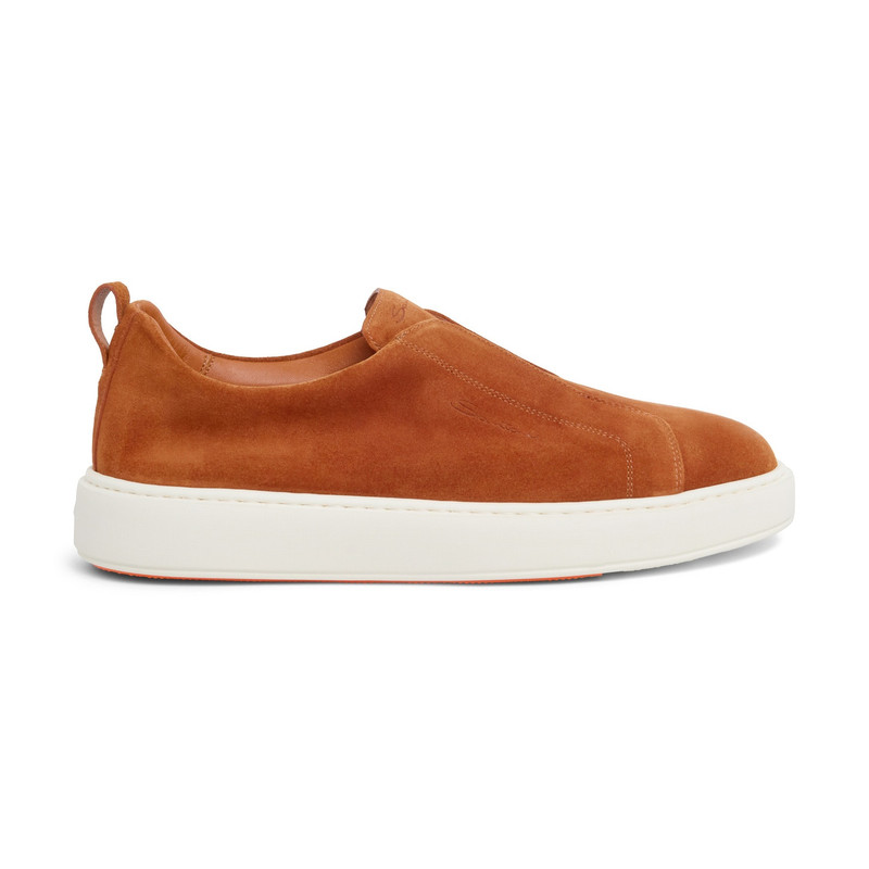 Men's orange suede slip-on sneaker - 1