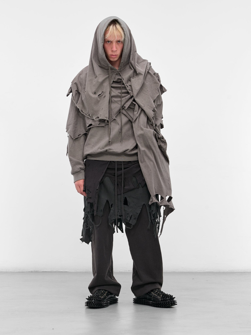 doublet Gray Distressed Layering Hoodie outlook