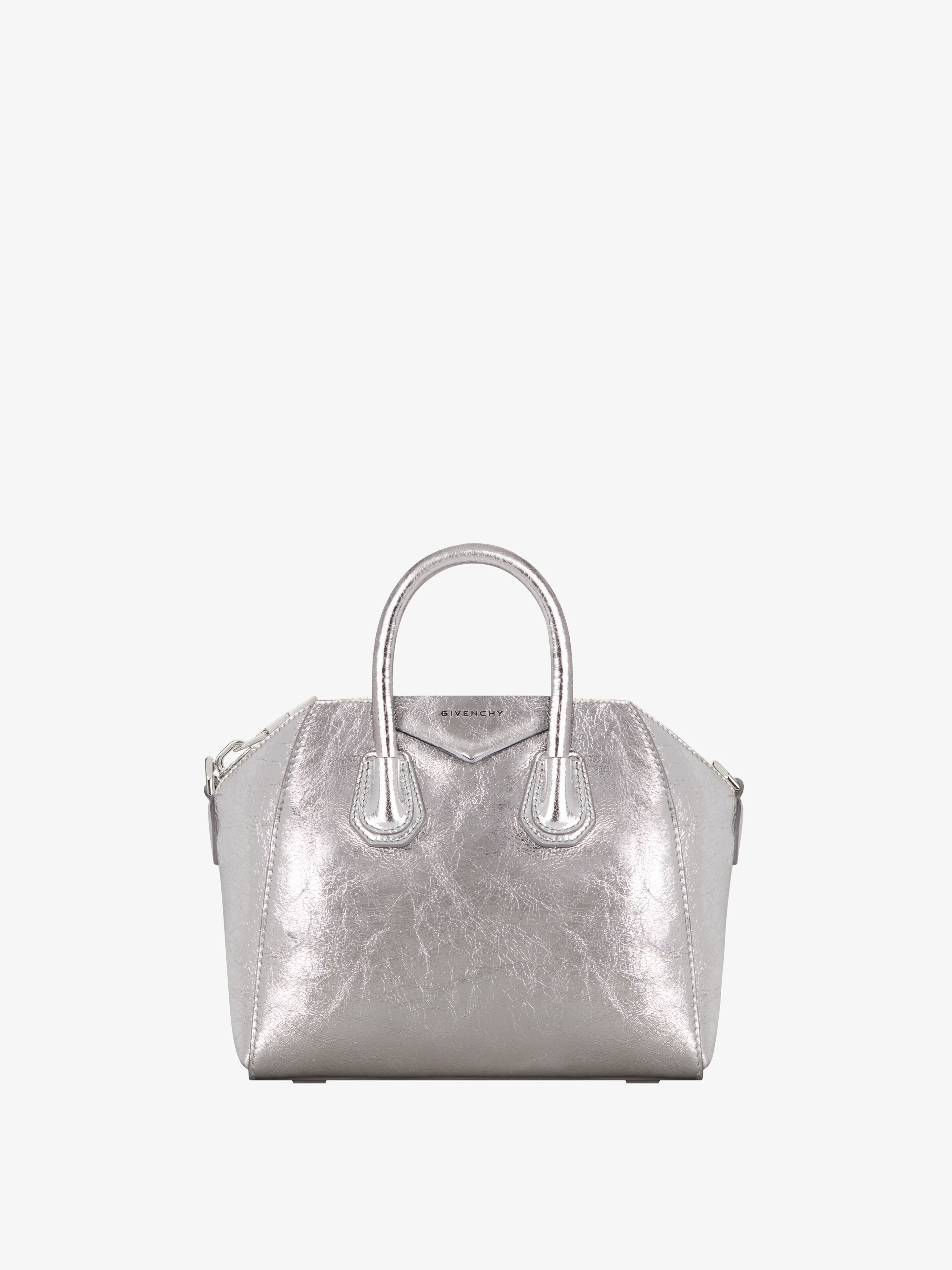 MINI ANTIGONA BAG IN LAMINATED LEATHER - 1