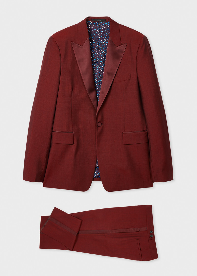 The Soho - Tailored-Fit Burgundy Wool-Mohair Evening Suit 1