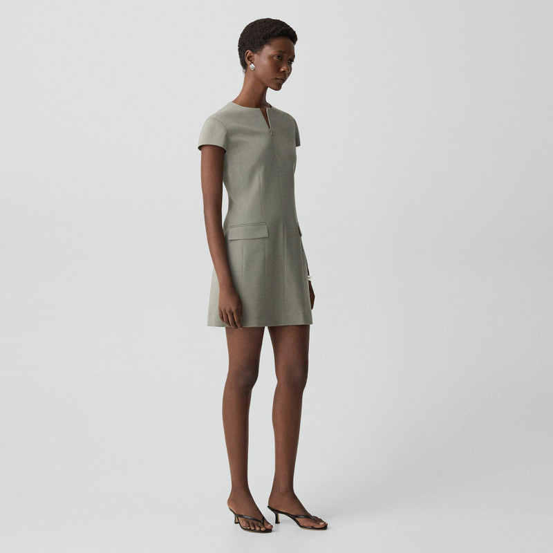 Zip Mini Dress in Wool Gabardine 2