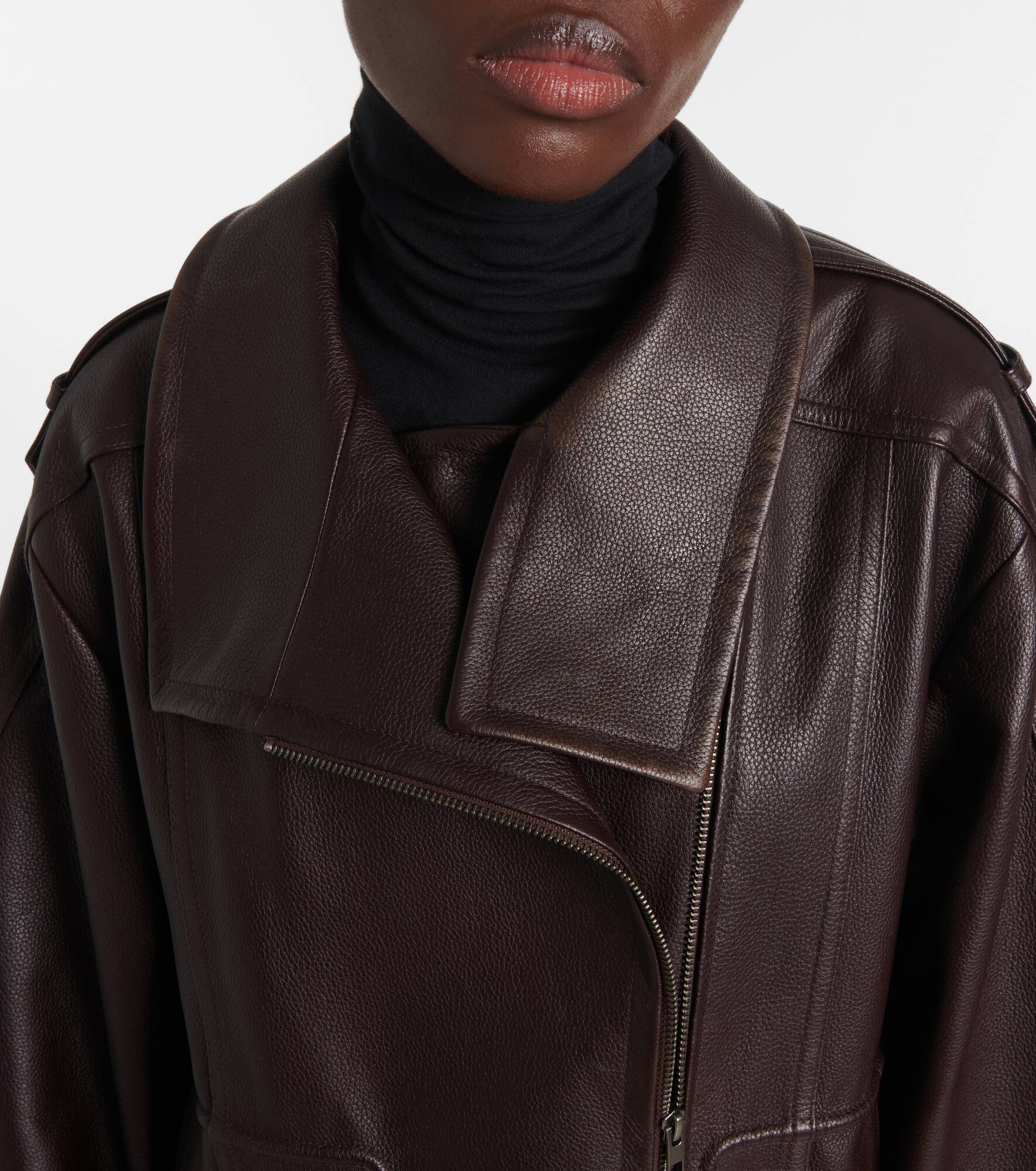 Leather biker jacket - 4