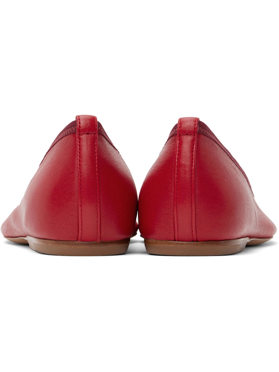 Red Leather Ballerina Flats - 2