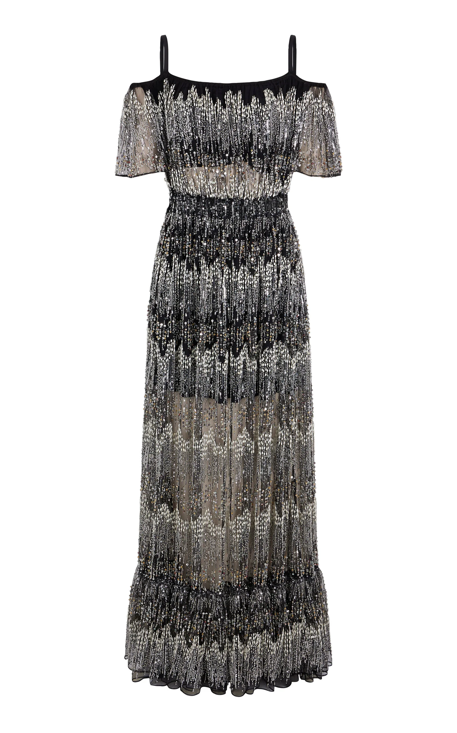 Embroidered Tulle Maxi Dress black - 1