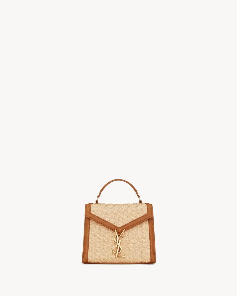 CASSANDRA MINI TOP HANDLE BAG IN RAFFIA AND VEGETABLE-TANNED LEATHER 1