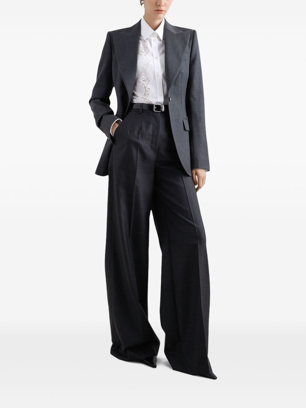 lace-panelled shirt - 2