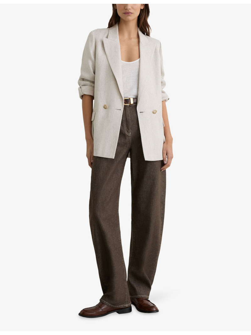 REISS Sabel Topstitched Barrel-Leg Jeans outlook