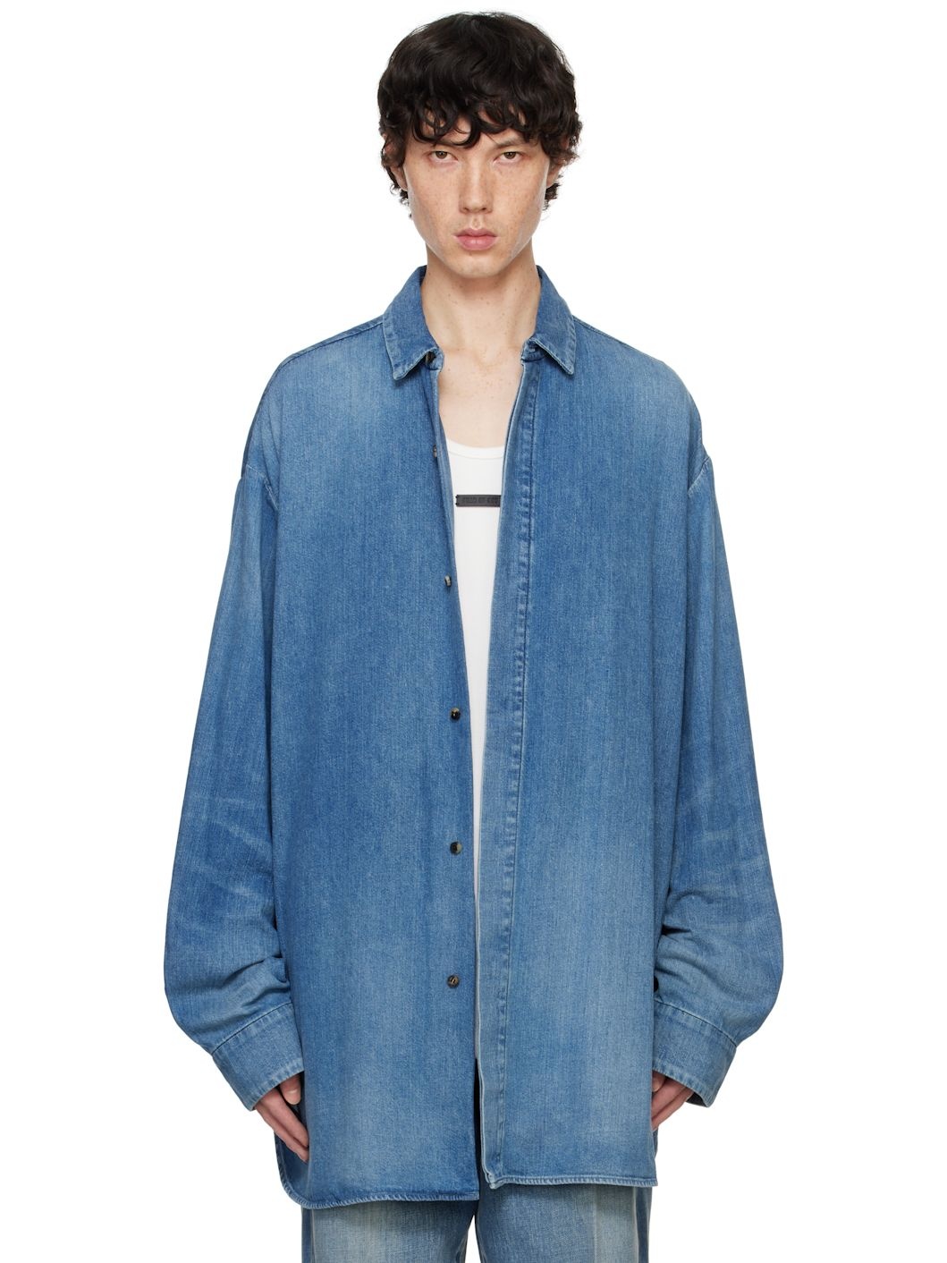 Blue Vented Denim Shirt - 1