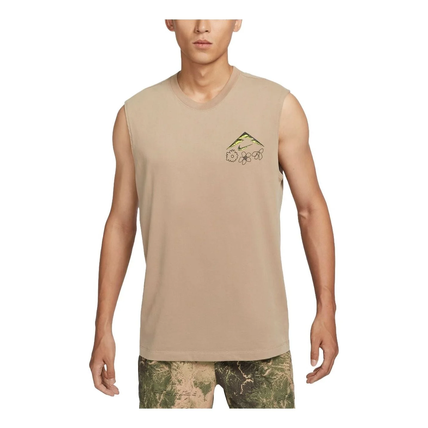 Nike Dri-FIT Graphic Running Tank Asia Sizing 'Khaki' FZ8053-247 - 1