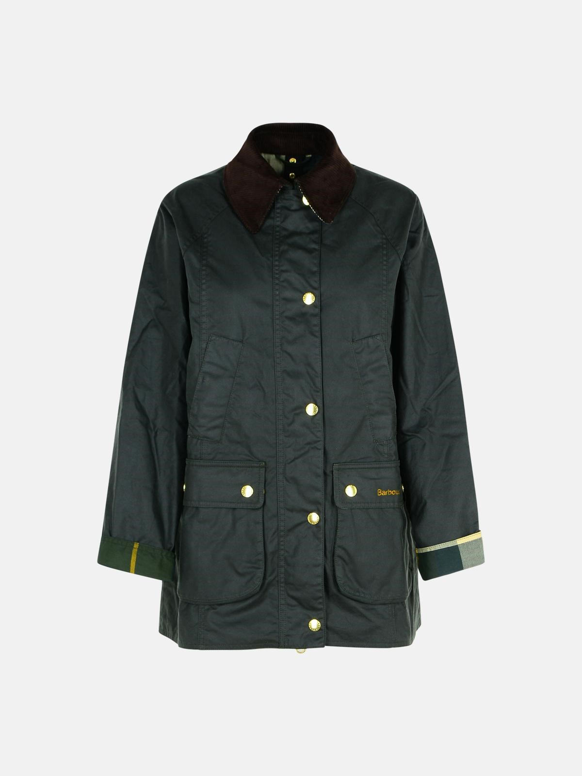'BEADNELL' GREEN WAXED COTTON JACKET - 1