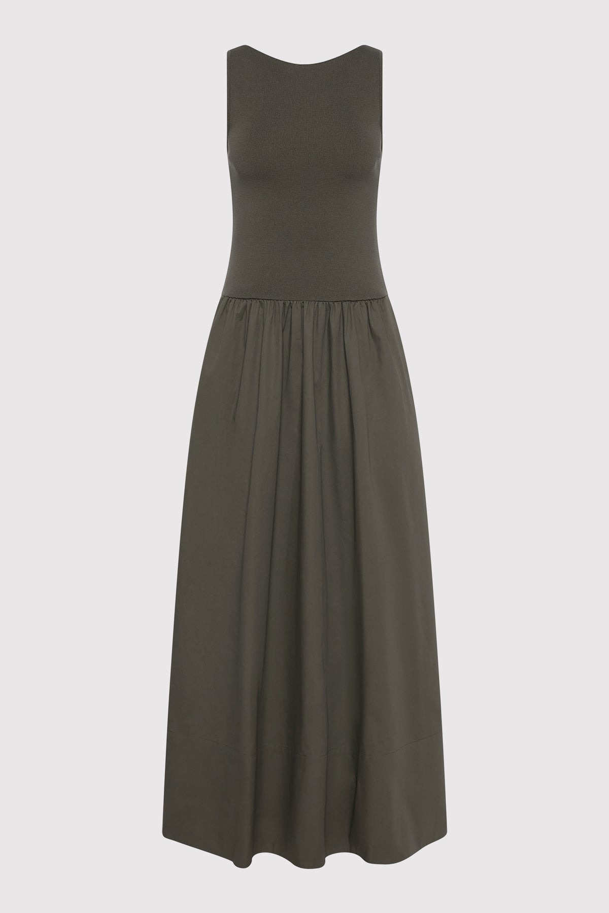 Bateau Cut Out Dress - Khaki - 1