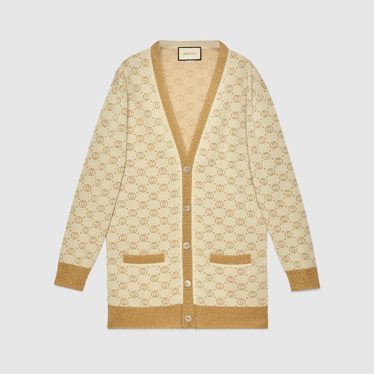 Interlocking G lamé wool cardigan - 1