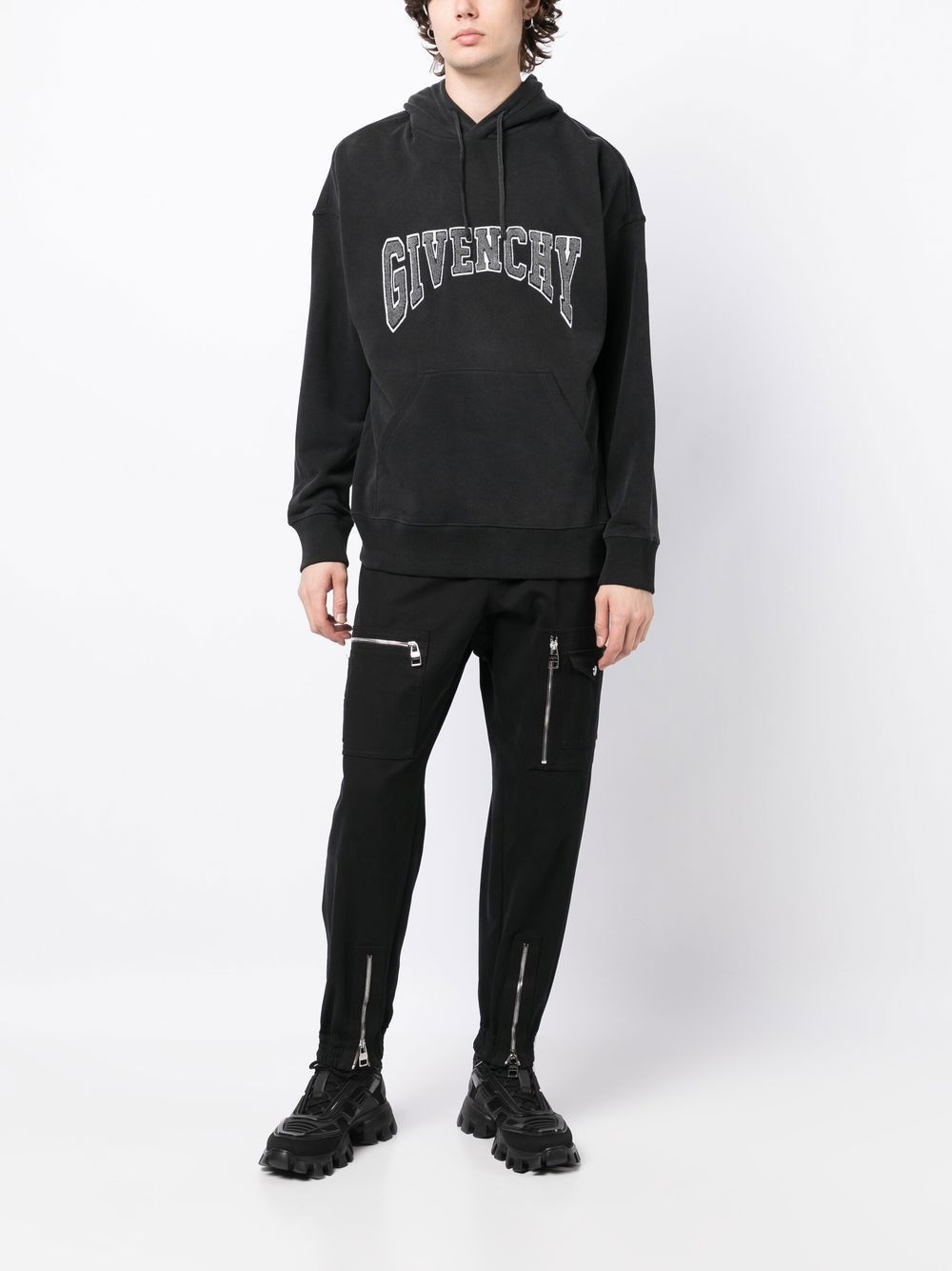 logo appliquÃ© drawstring hoodie - 2