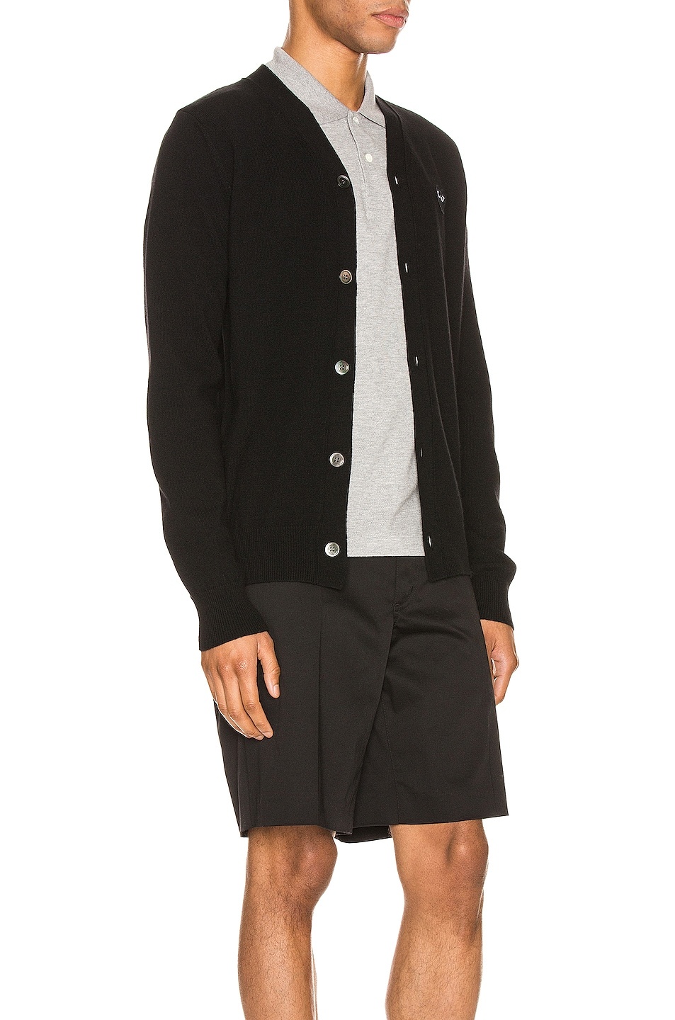 Lambswool Cardigan with Black Emblem - 3