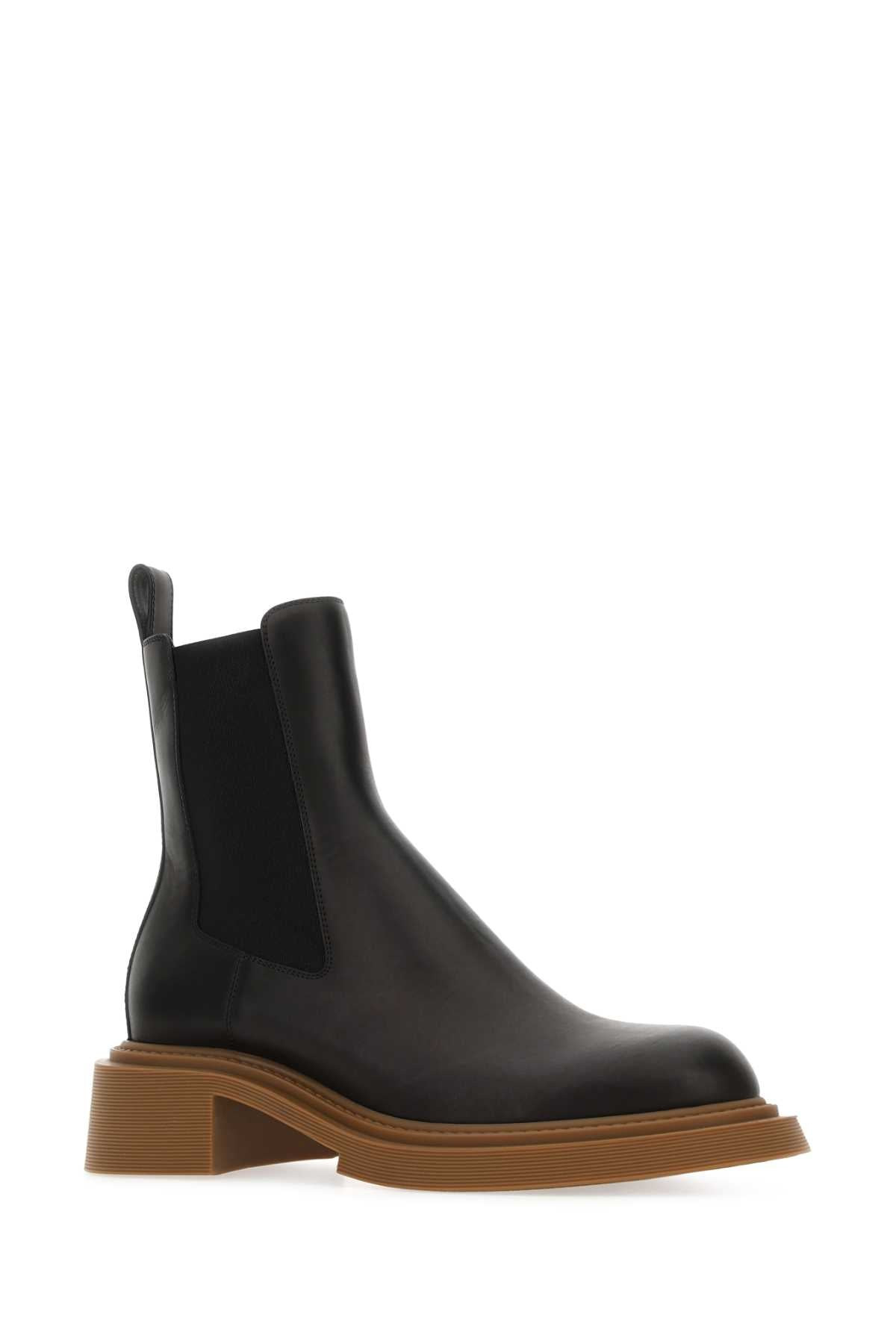 Loewe Men Black Leather Chelsea Ankle Boots - 2