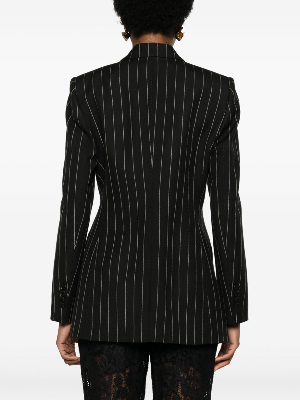 pinstripe double-breasted blazer - 4
