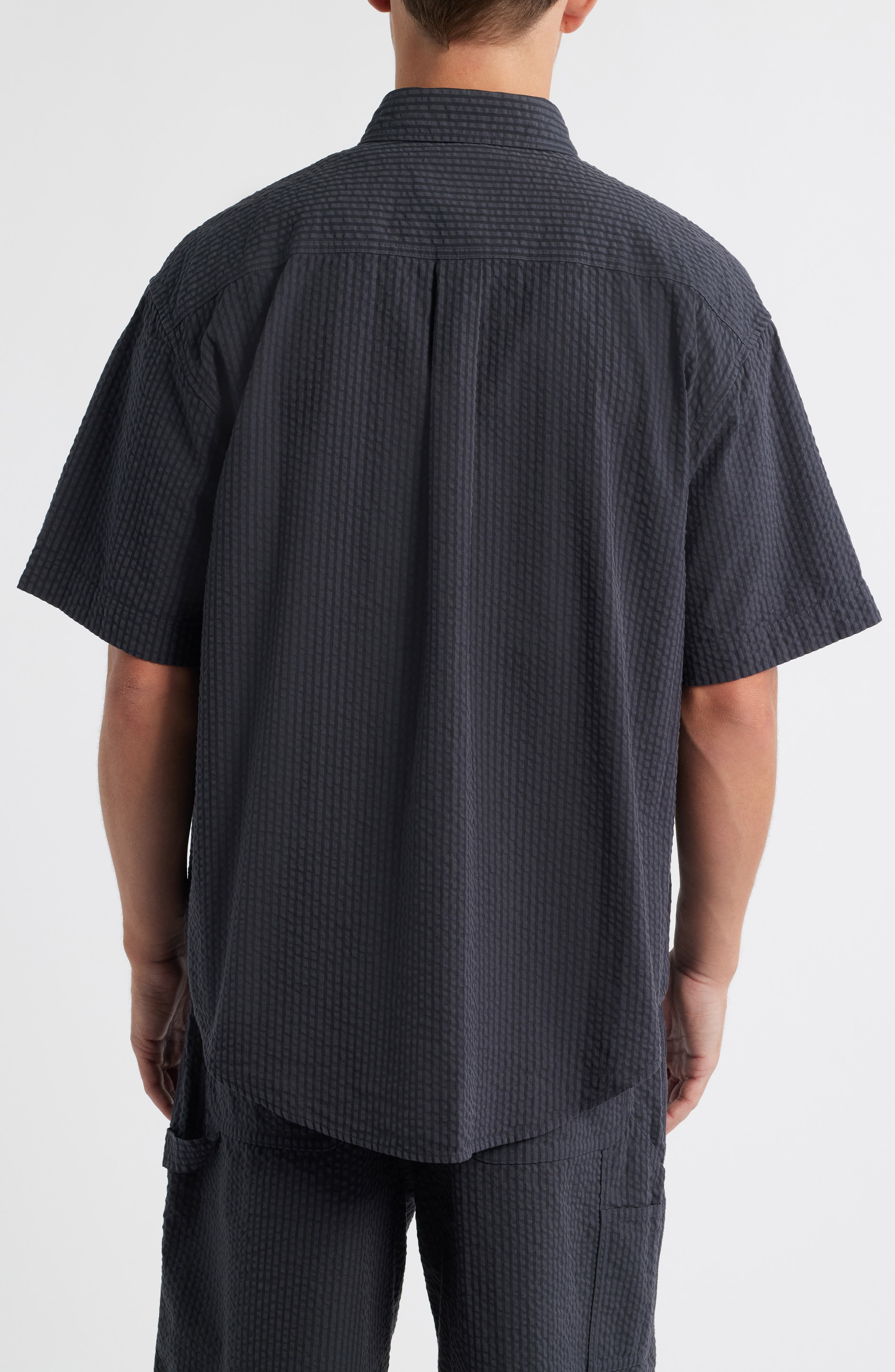 Carhartt Work In Progress Toland Seersucker Short Sleeve Button-Up Shirt in Black Toland Stripe at N - 3