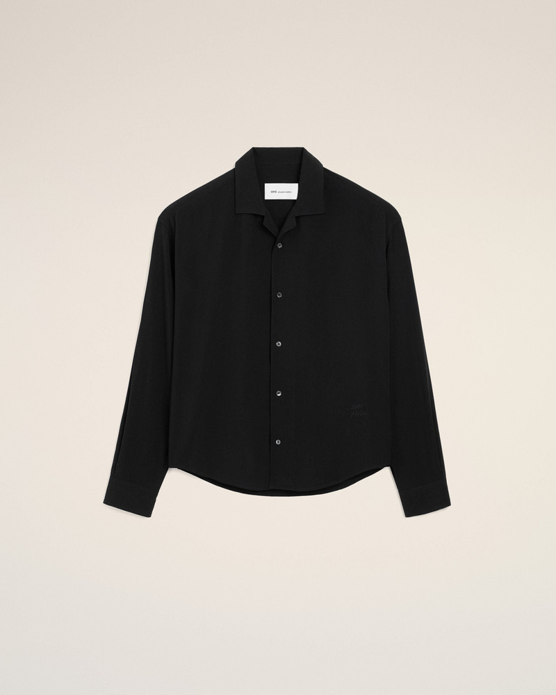 BLACK BOXY EMBROIDERED AMI PARIS SHIRT 1