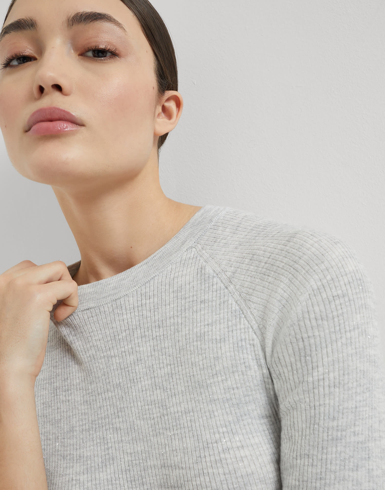Sparkling cashmere lightweight rib sweater - 3