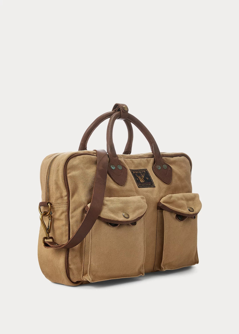 RRL by Ralph Lauren Leather-Trim Canvas Briefcase outlook