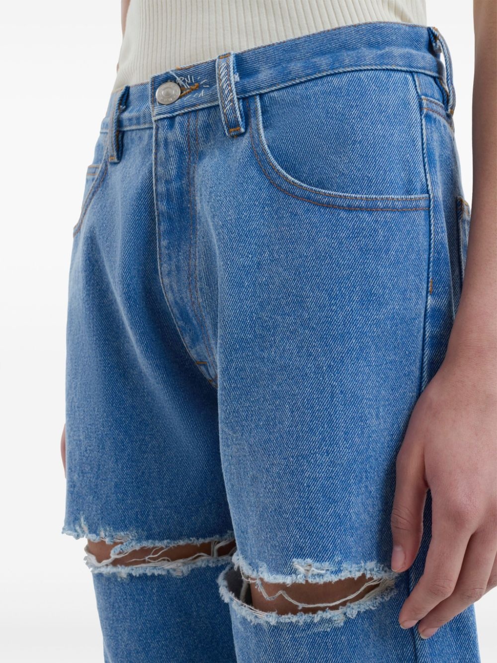 cur-out cotton jeans - 5