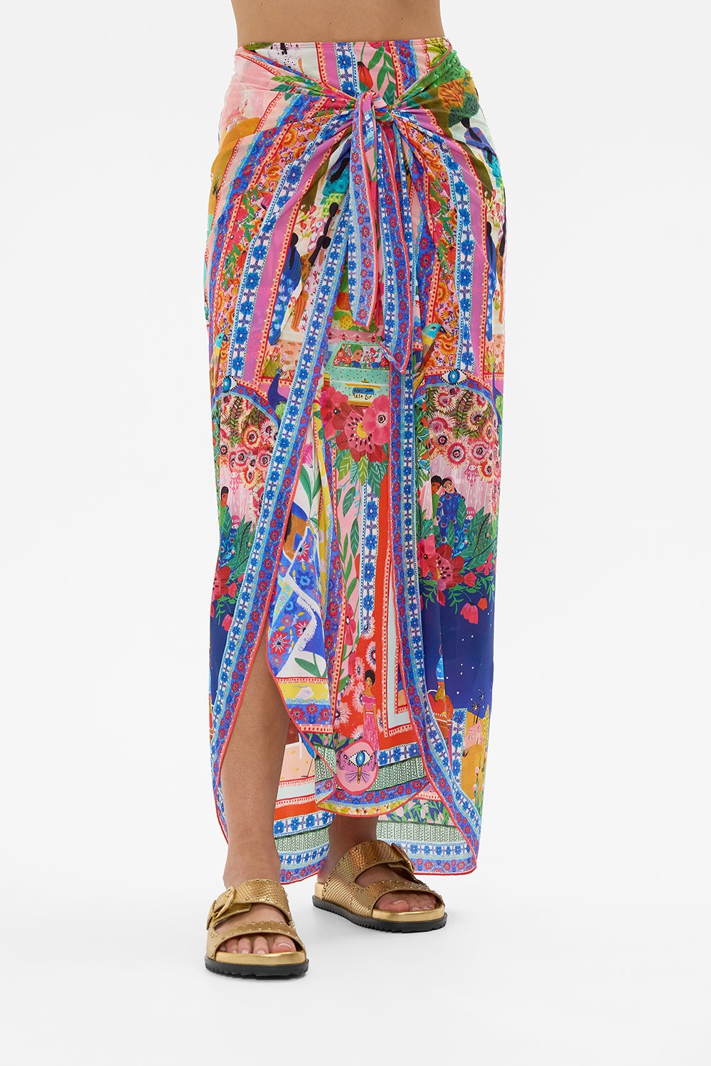 LAYERED LONG SARONG WITH FRONT TIE - 5