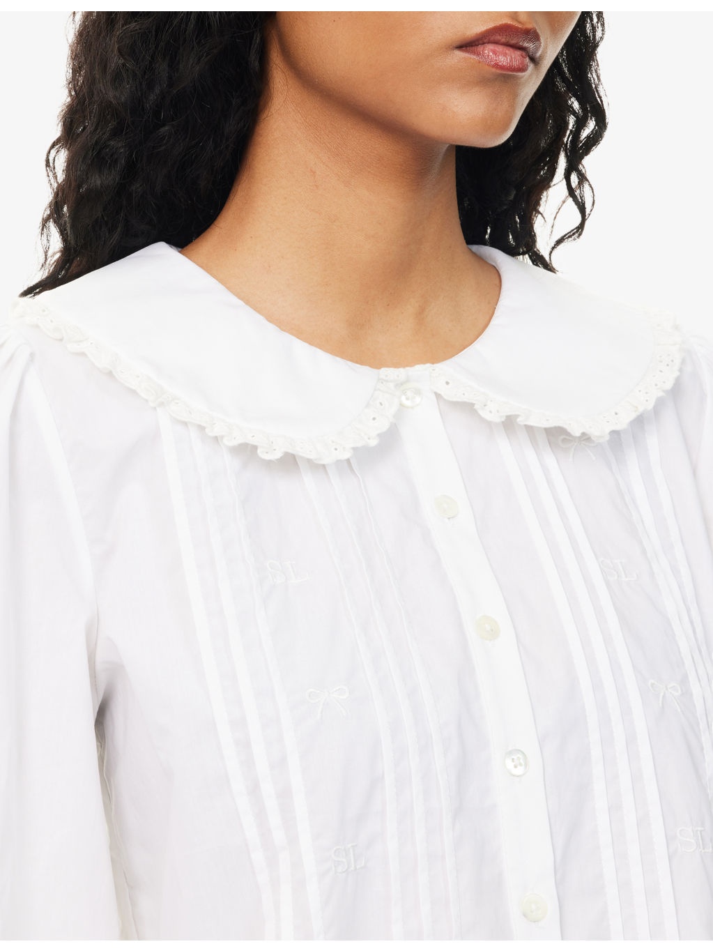 Crayon Broderie-Anglaise-Trim Cotton Shirt - 5