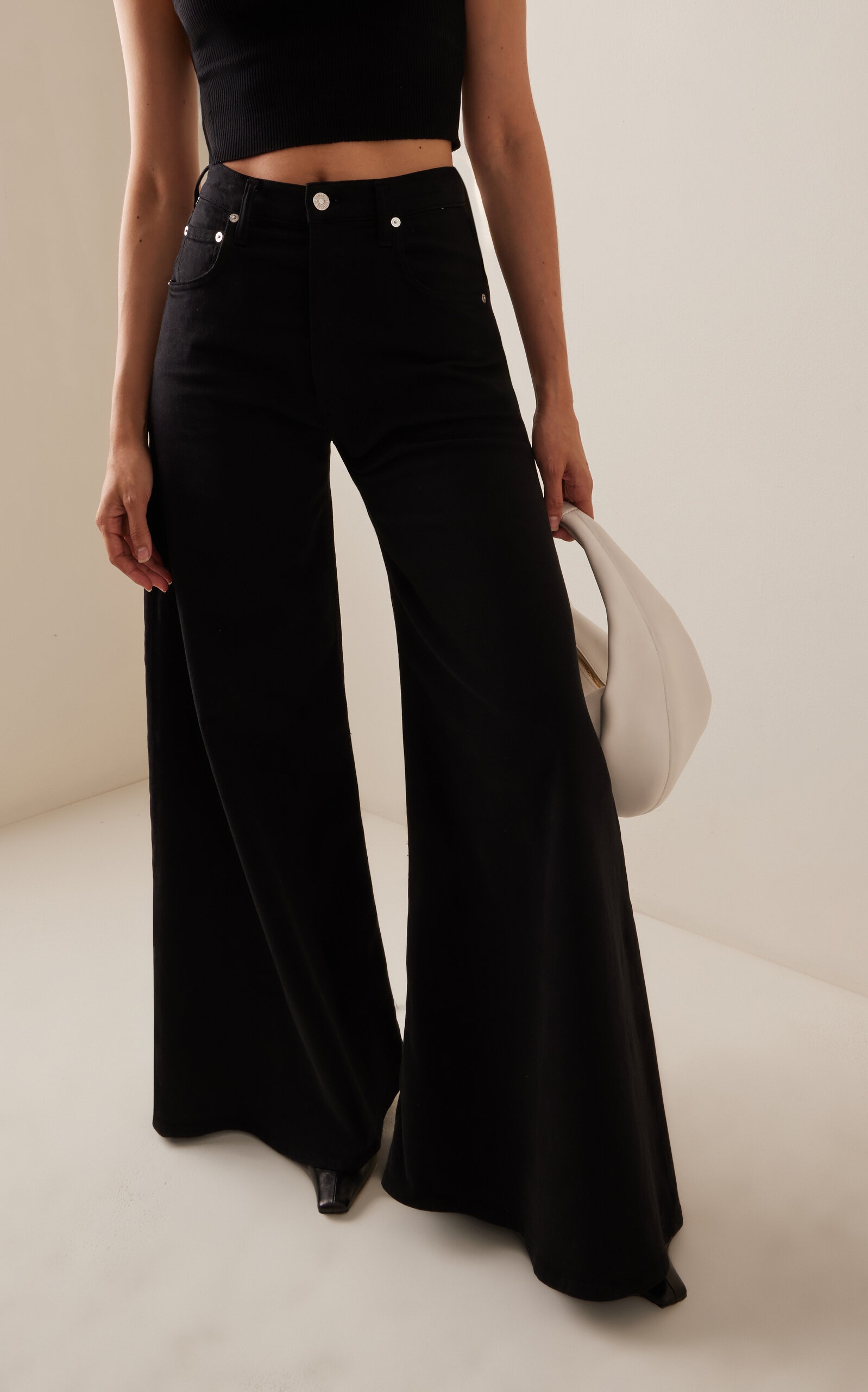 Amari Stretch High-Rise Ultra Wide-Leg Jeans black - 3