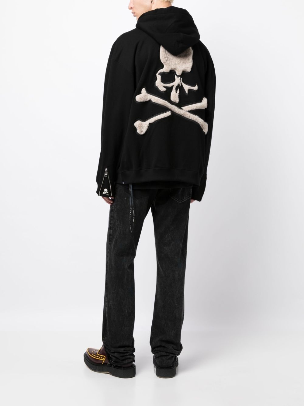 skull patch-detail cotton zip-up hoodie - 2