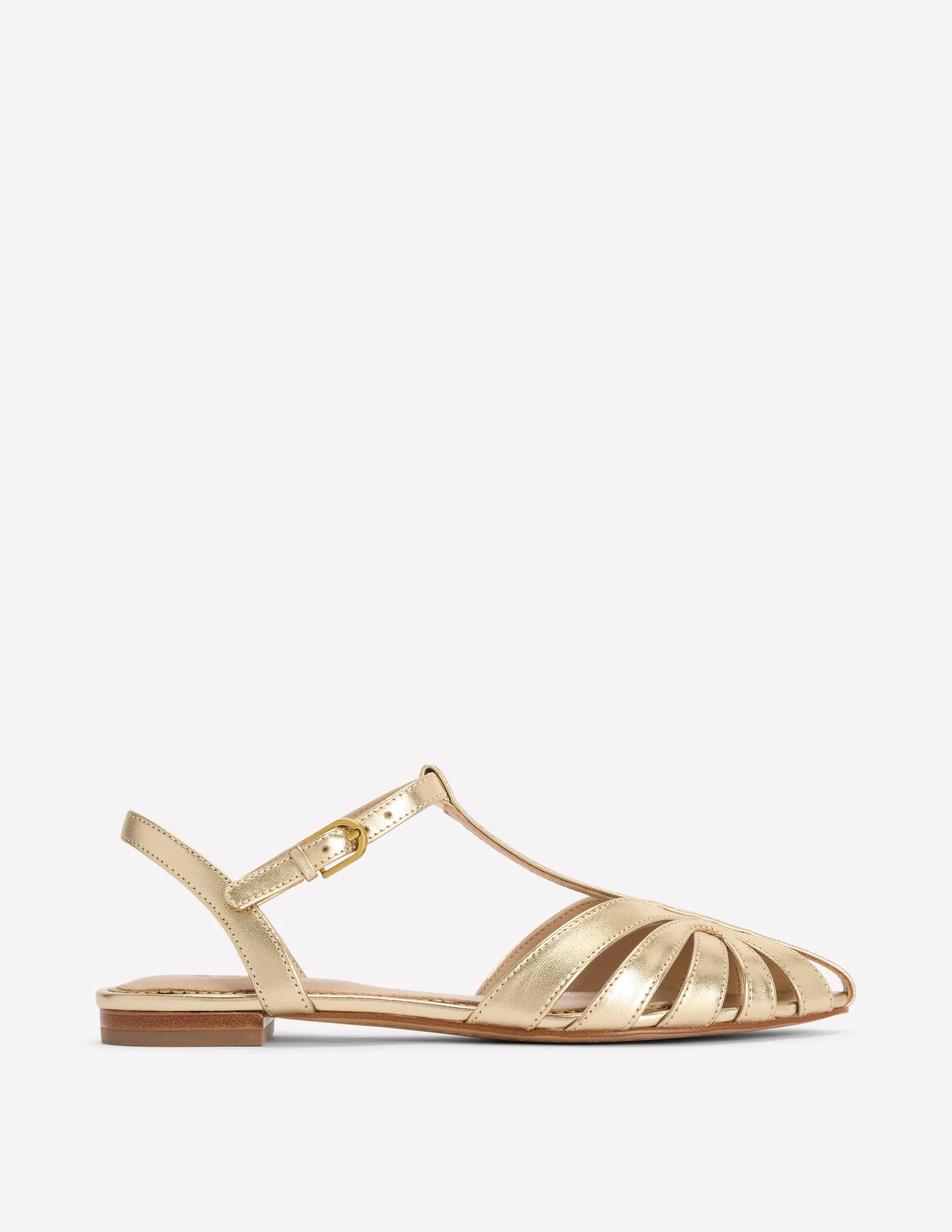 Caged Flat Sandal-Gold - 1