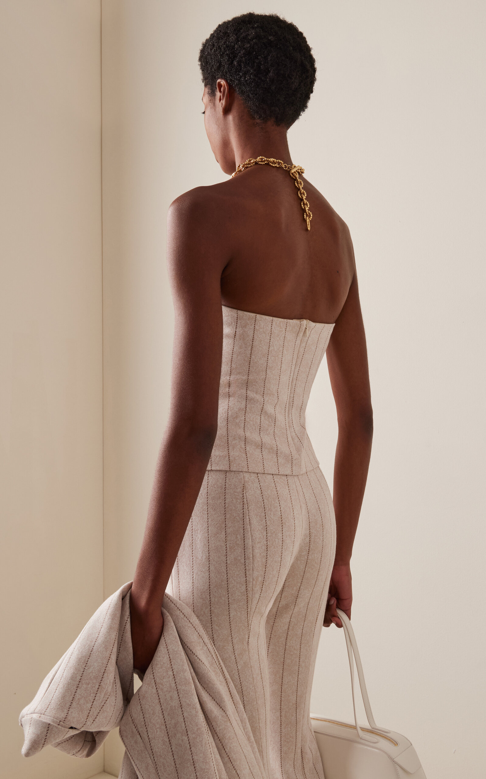 Pinstriped Jacquard Bandeau Top neutral - 4