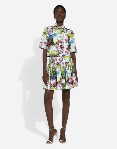 Dolce & Gabbana Short cotton skirt with nocturnal flower print outlook