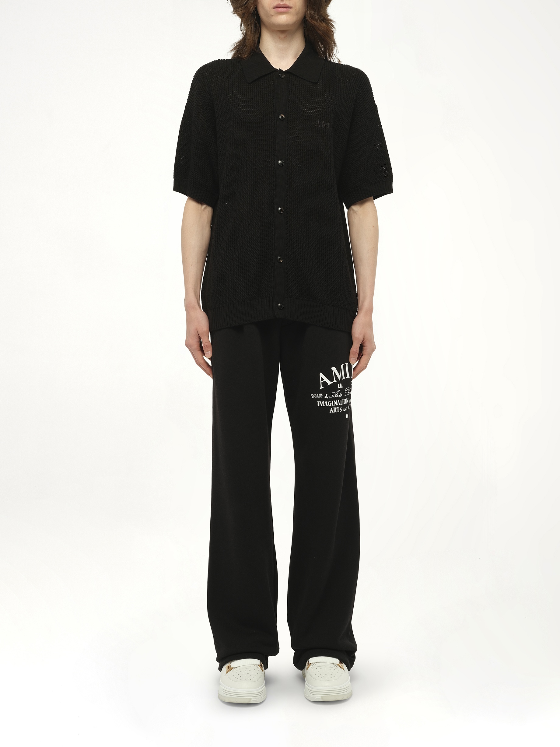 Amiri Crochet Mesh Shirt in Black - 7