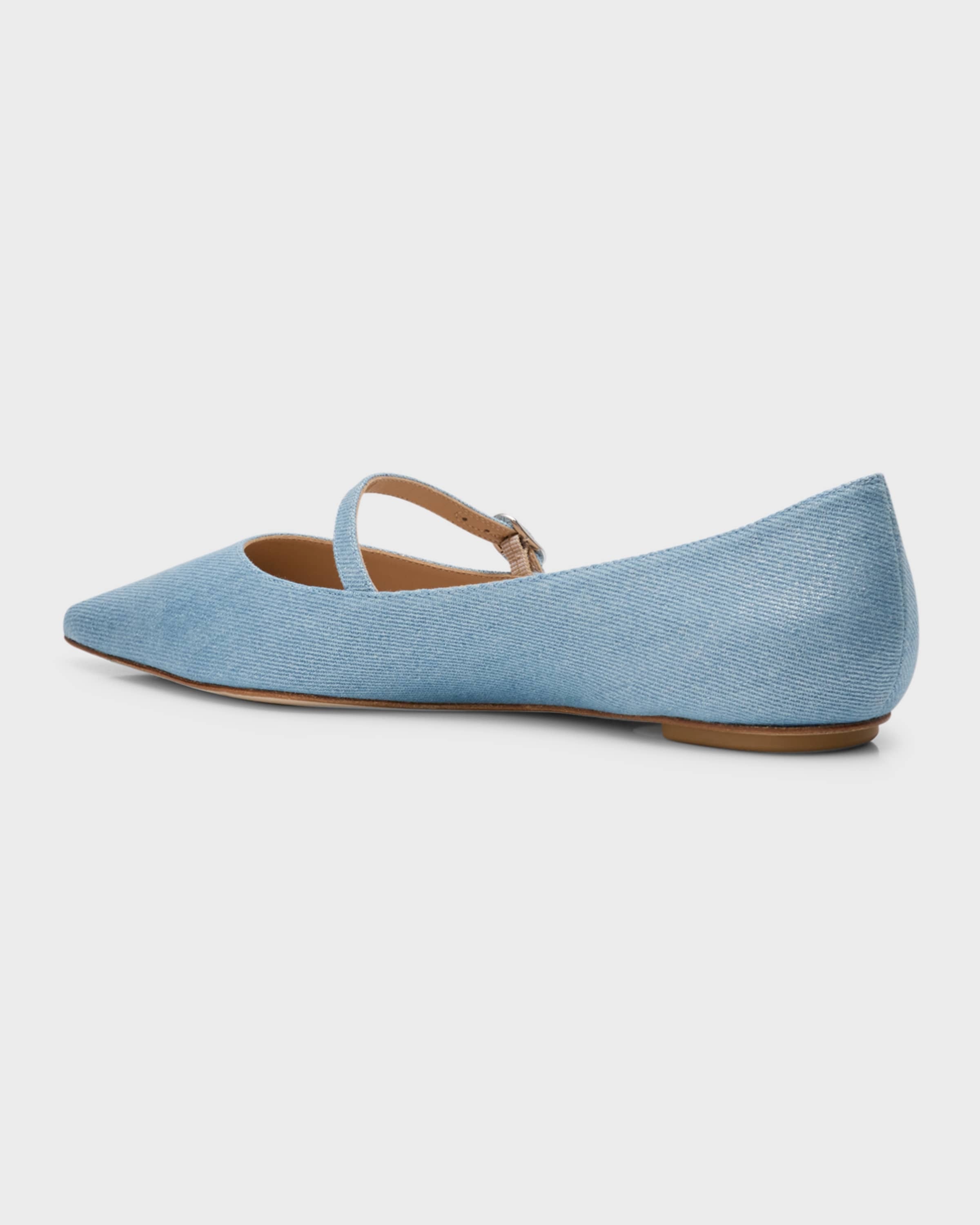 Emilia Metallic Denim Mary Jane Ballerina Flats - 3