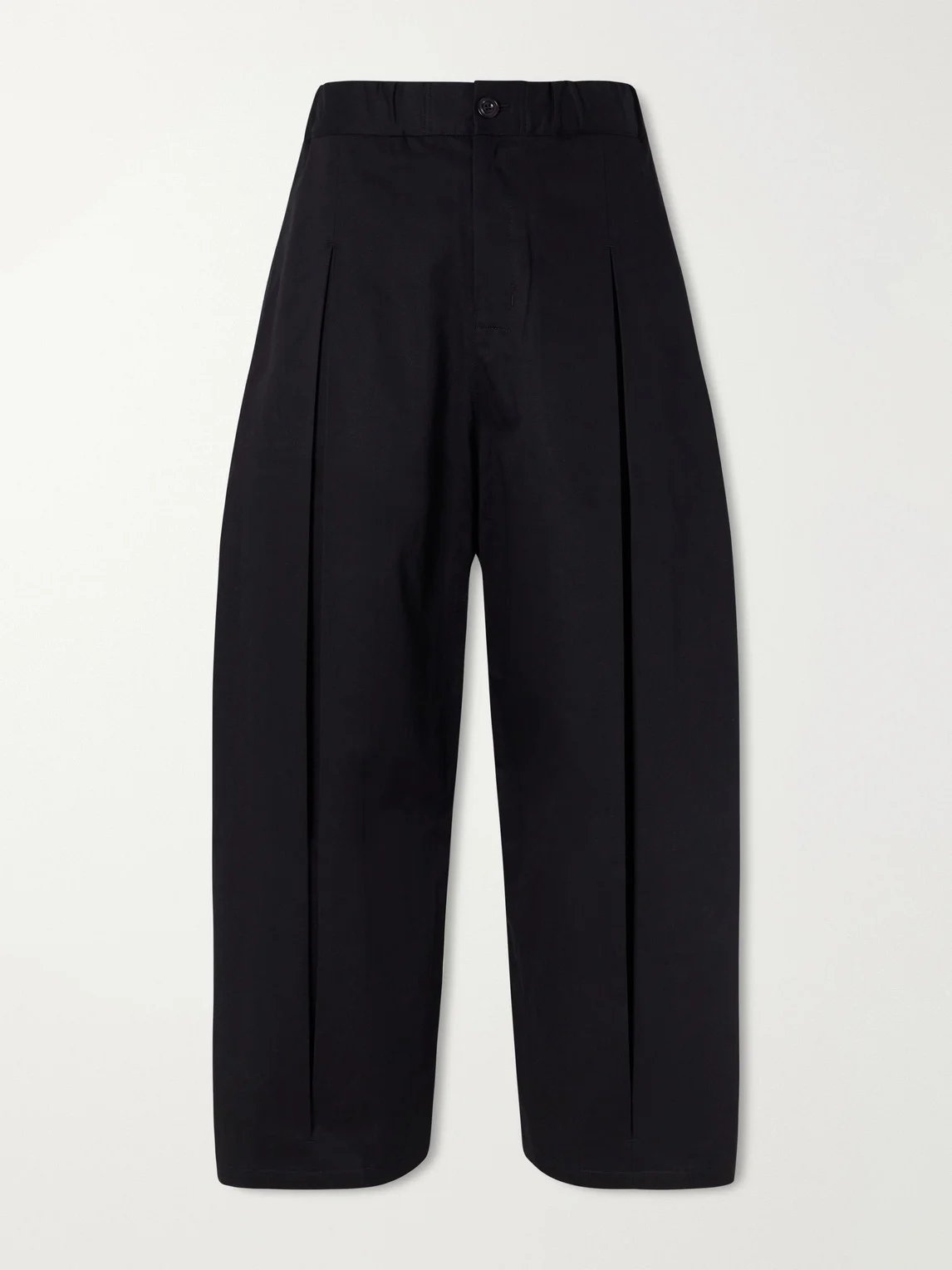 Wide-Leg Pleated Cotton-Drill Trousers - 1