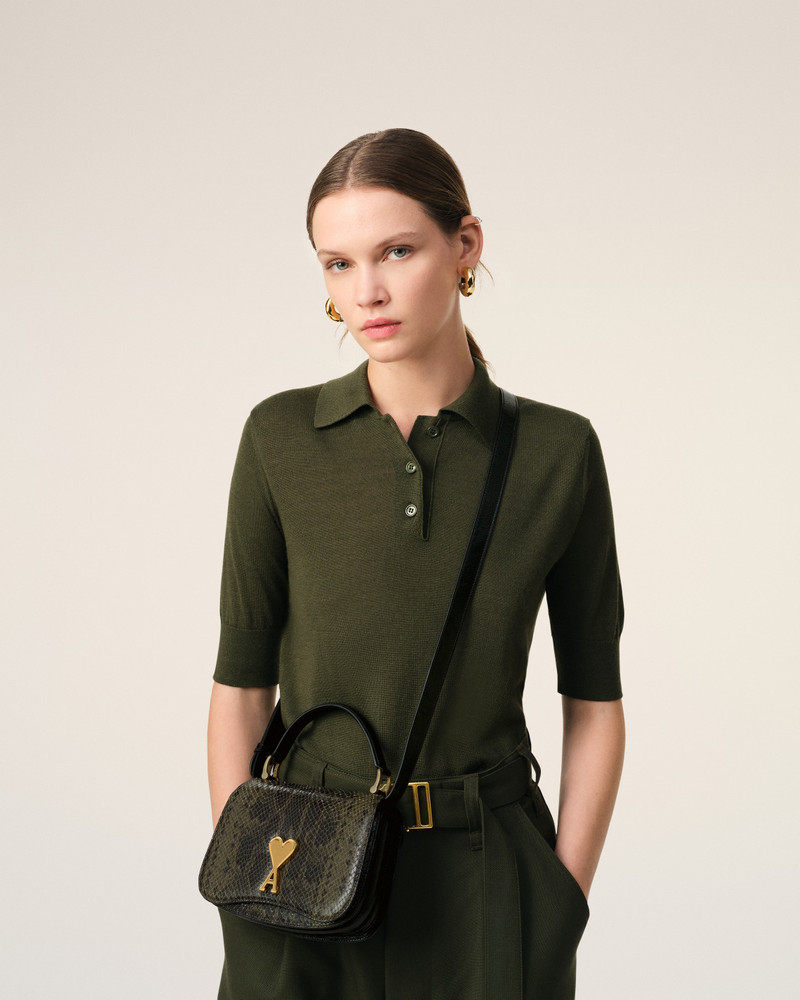 AMI Paris GREEN LEATHER TOP HANDLE PARIS PARIS BAG outlook