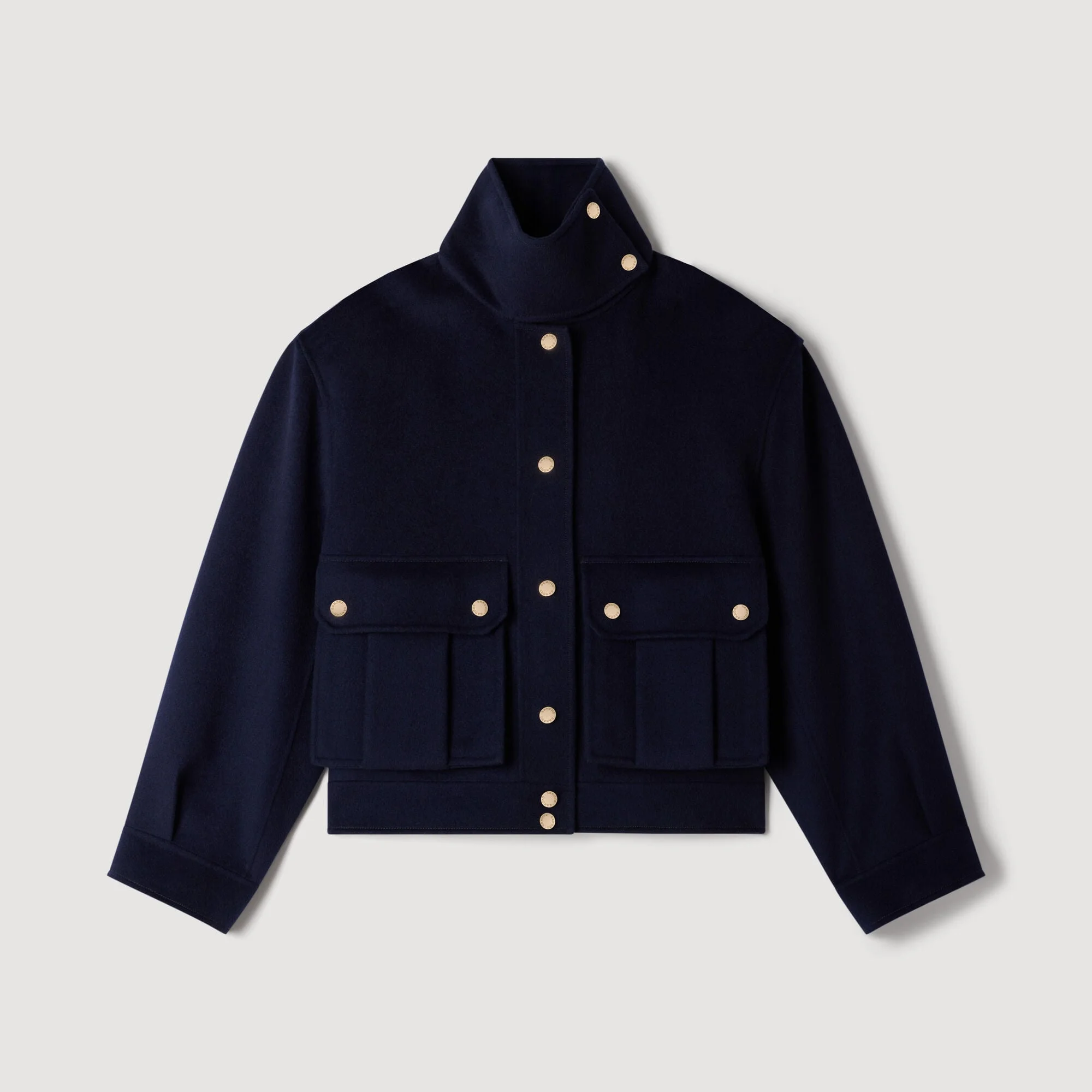 DOUBLE-FACED STANDING COLLAR COAT - 1