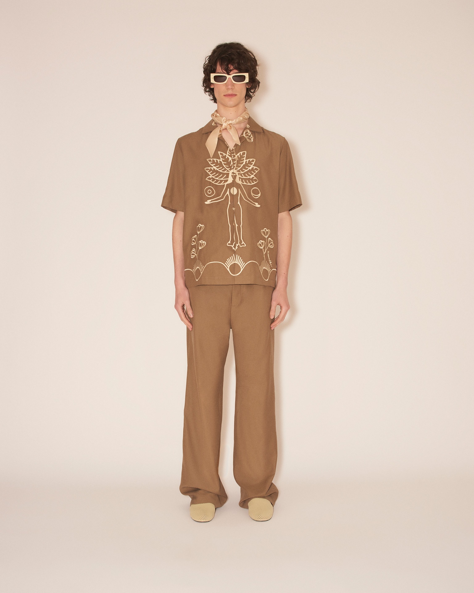 BODIL - Emboidered club shirt - Fossil brown - 3