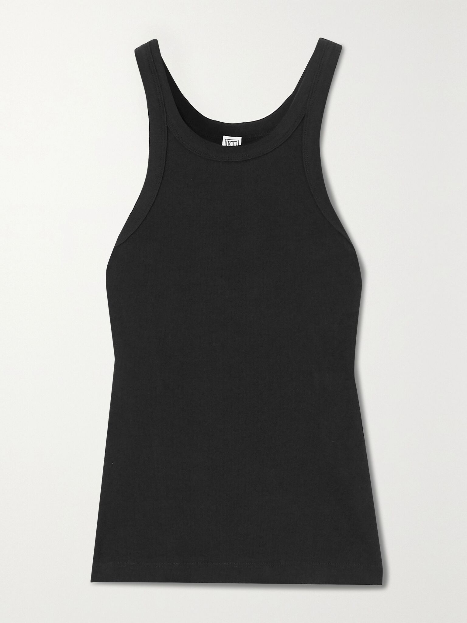 + NET SUSTAIN Curved ribbed stretch organic cotton-jersey tank Black - 1