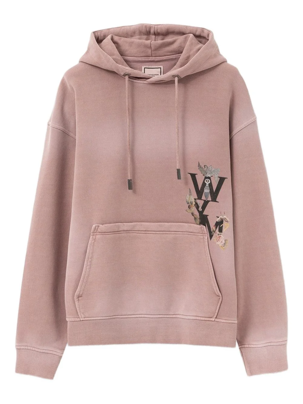 logo-print faded-effect hoodie - 1