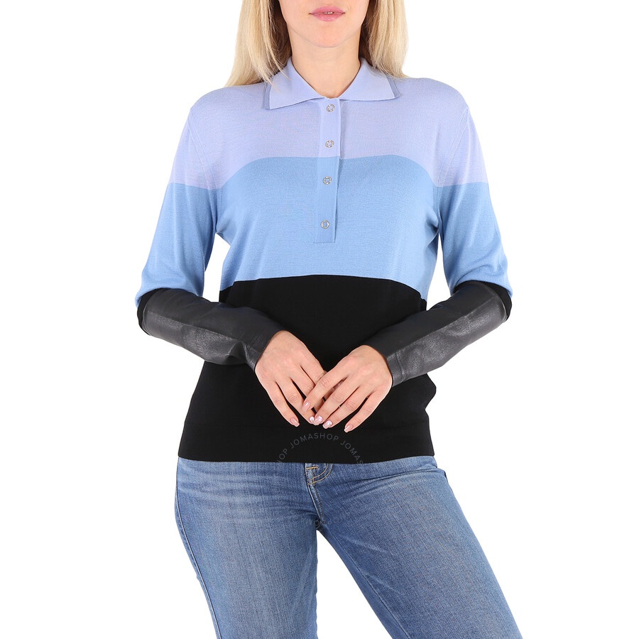 Burberry Ladies Blue Long Sleeve Polo Shirt - 4