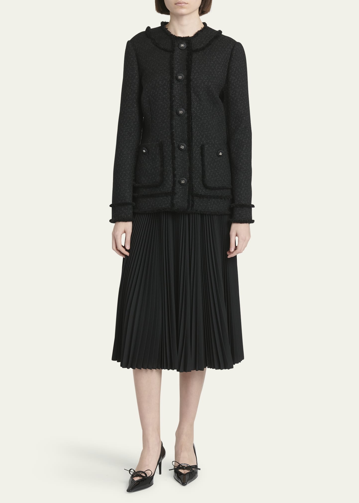 Rachel Tweed Fringe-Trim Jacket - 2