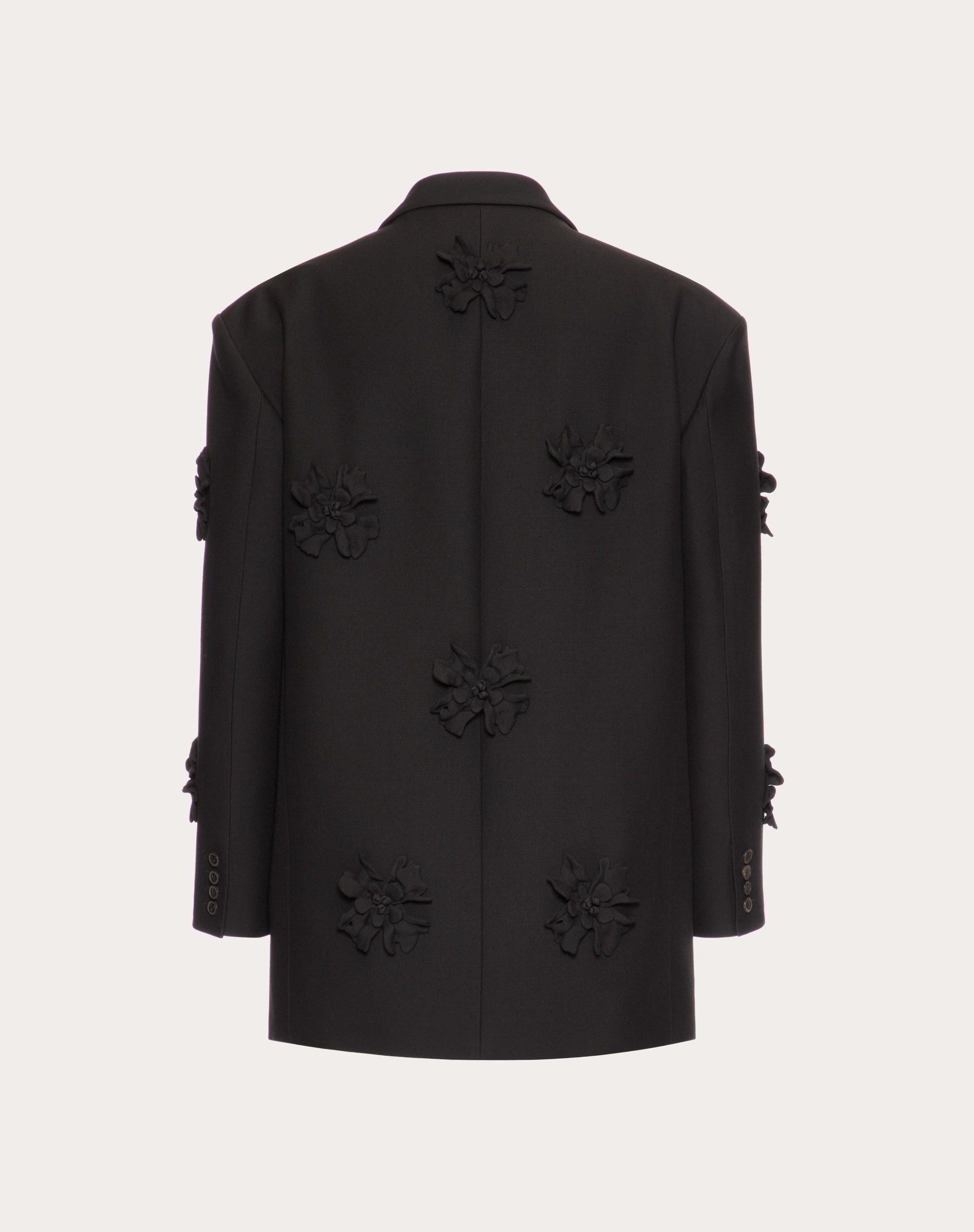 CREPE COUTURE DOUBLE-BREASTED BLAZER WITH FLORAL PATCHWORK EMBROIDERY - 4