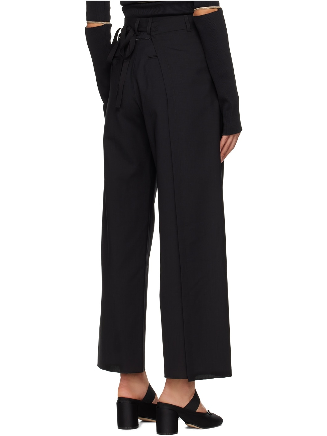 Black Wrap Trousers - 3