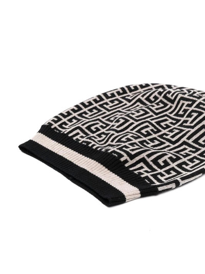 Balmain two-tone monogram intarsia-knit hat outlook