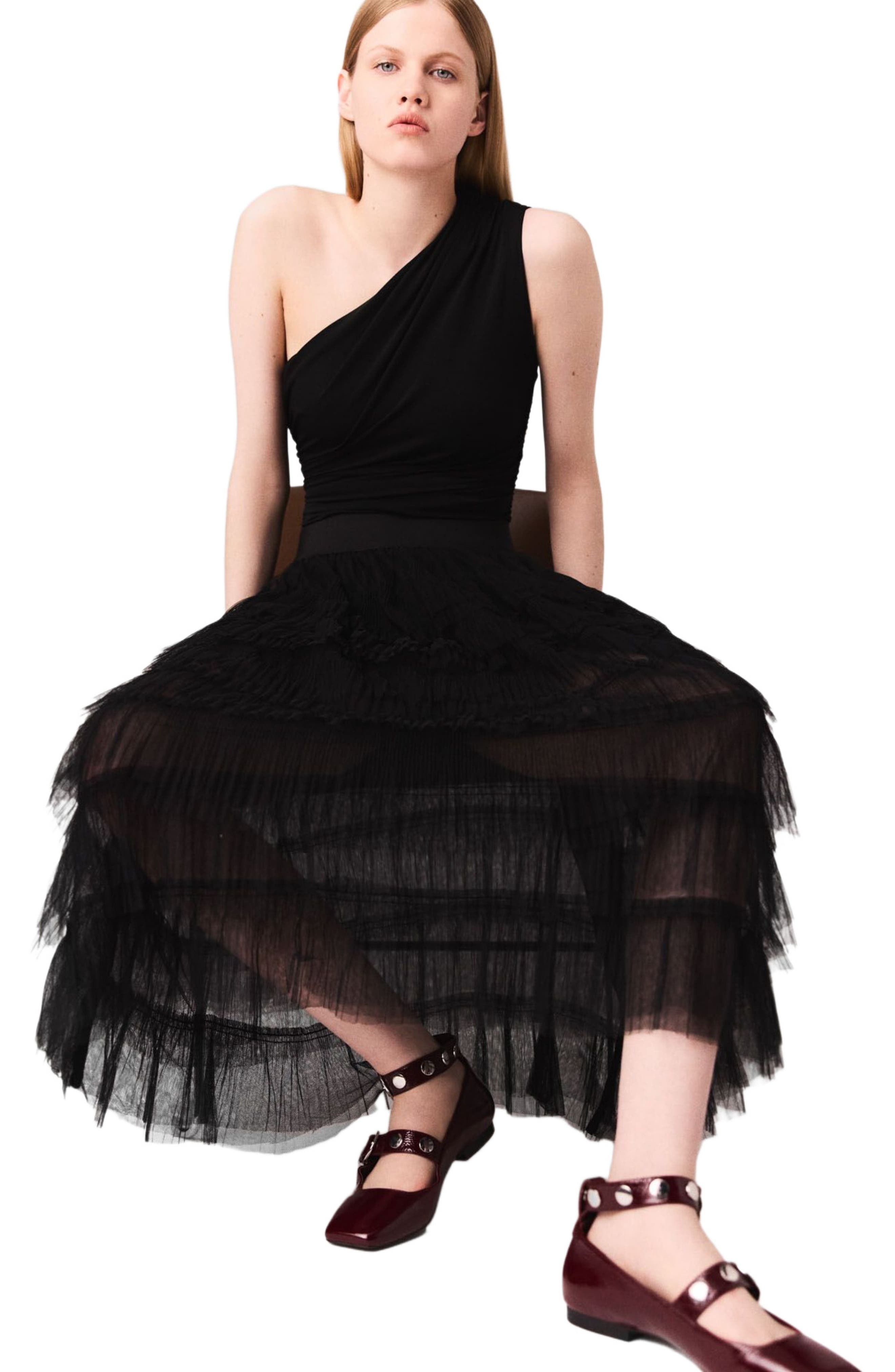 maje Asymmetric bodysuit in Black at Nordstrom - 6